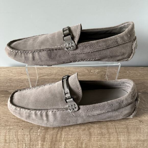 Hugo Boss Drimeto Gray Suede Driving Loafers Shoes Mens Size 10 - Picture 5 of 11